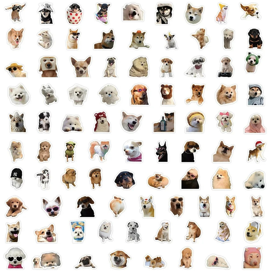 100pcs Funny Dog Cartoon Stickers Cute Decals for Kids & Daily Decor