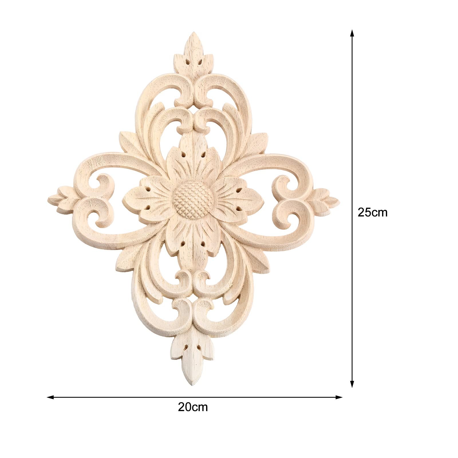 Rhomb Wood Carved Appliques Furniture Onlays, Unpainted Wooden Rosette Decals…