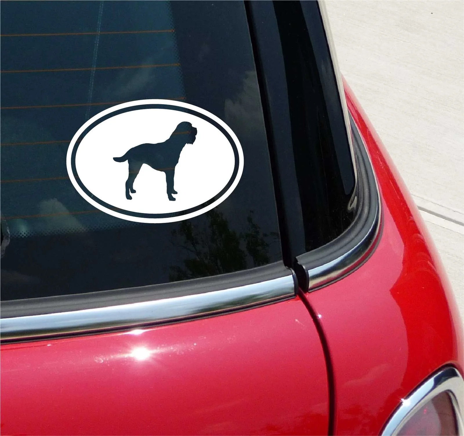 Euro Border Terrier Dog Graphic Decal Sticker Car Oval NOT Two Colors