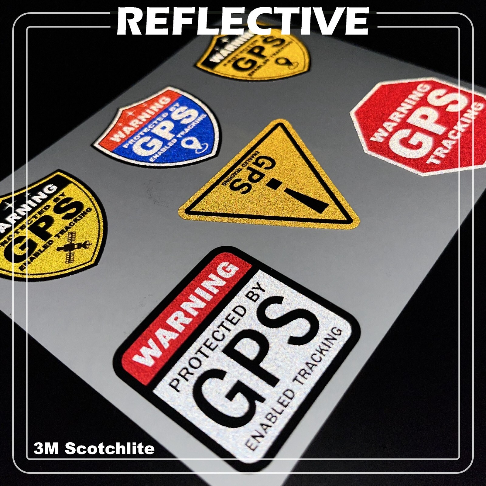 6-Pack Variety 3M REFLECTIVE GPS Tracking Laminated Stickers FREE SHIPPING