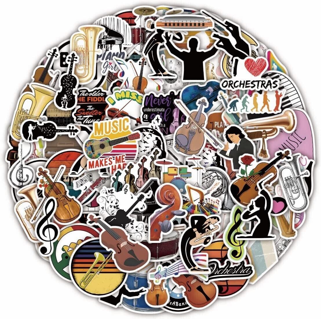 MUSICAL INSTRUMENTS Vinyl Stickers~Violin GUITAR ORCHESTRA Teacher MUSIC~Decals