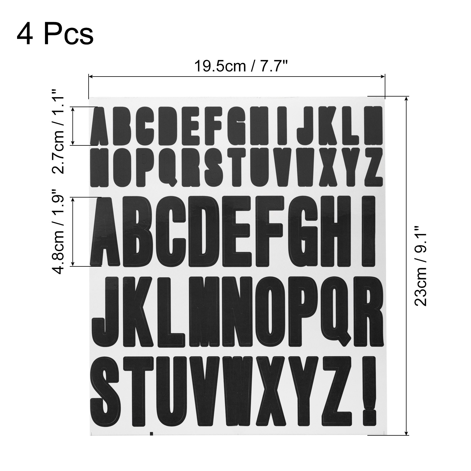 4 Sheets Letter Stickers Vinyl Letters for Indoor/Outside Sticker Decal Black
