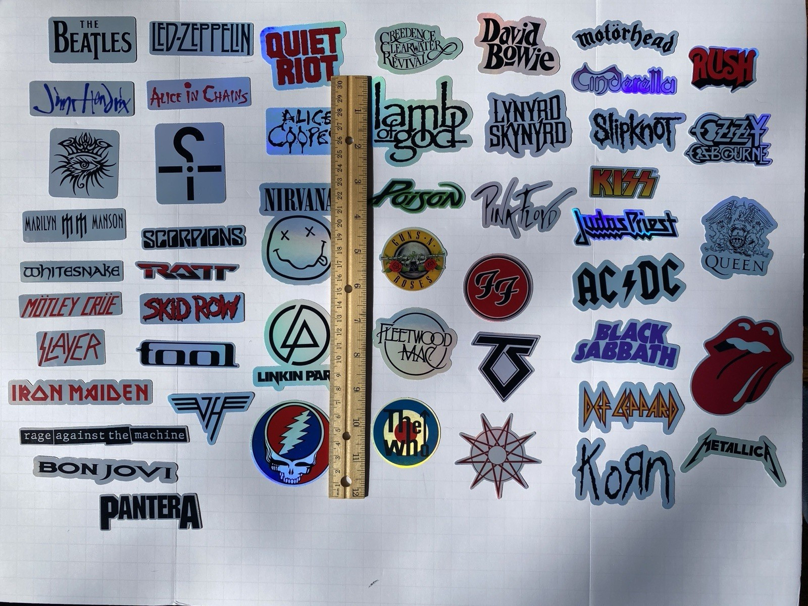50 Large Classic Rock Stickers 50s 60s 70s 80s 90s Rock & Roll Waterproof Large