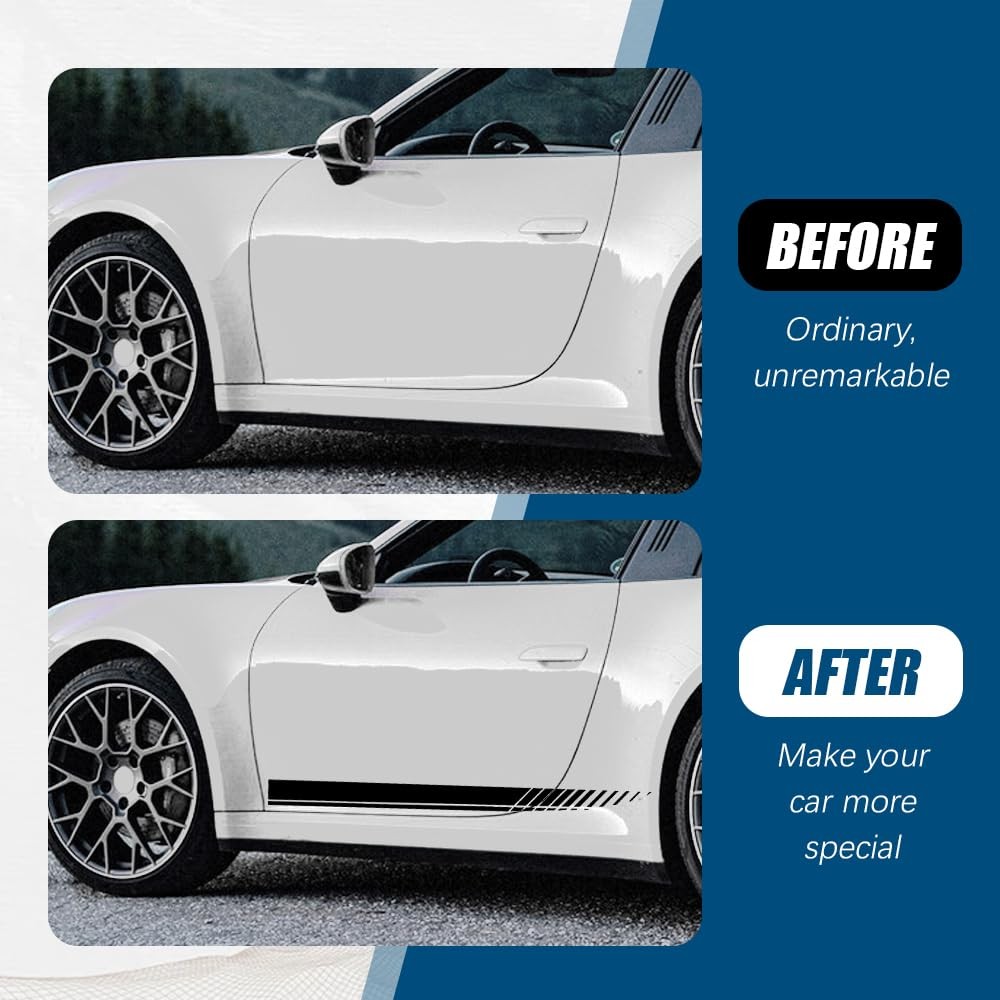 2Pcs Sports Racing Stripe Graphic Stickers, Side Door Vinyl Decals, Universal…