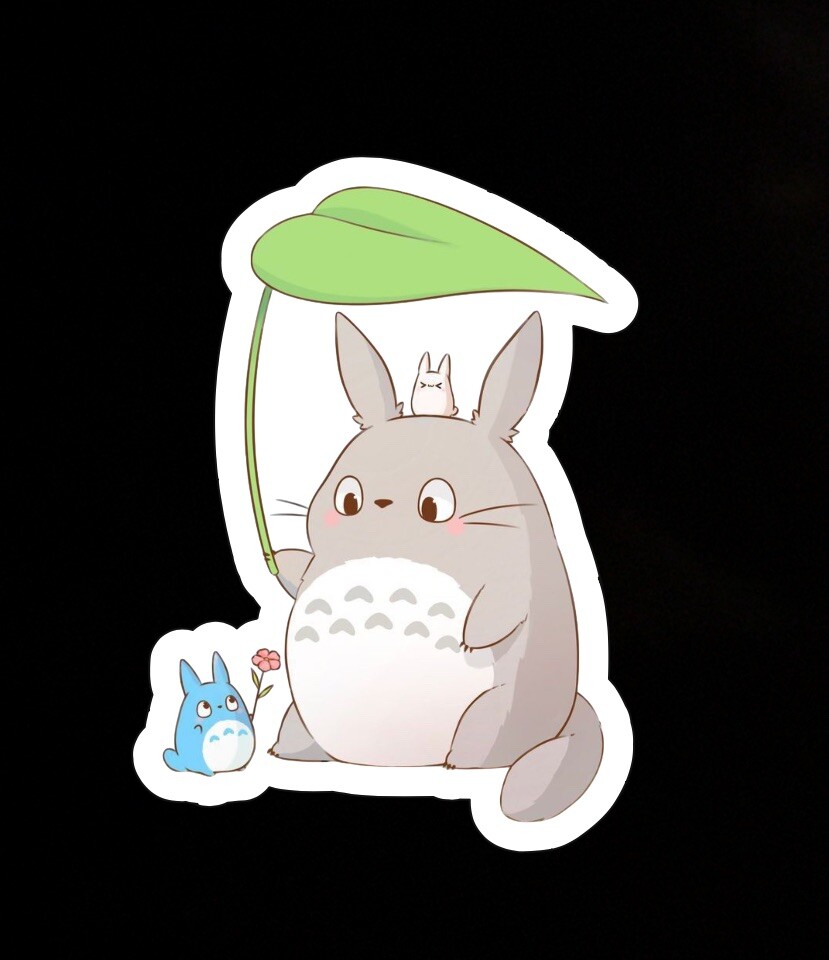 Totoro, Cute Fun Gray Anime Adorable Glossy Vinyl sticker, Decal