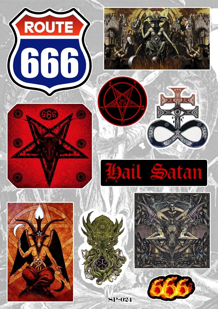 Satan Occult Symbols Sticker Pack | Pentagram Baphomet Leviathan Cross Route 666