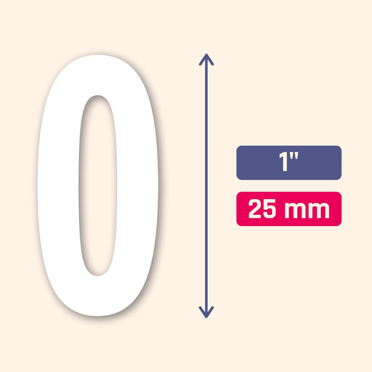 600 Pieces, 1" – Number Stickers, Waterproof Vinyl Stick on Numbers – White
