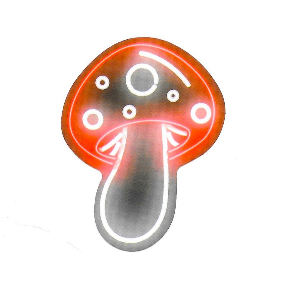 Neon Mushroom Vinyl Sticker Retro Trippy Decal Synthwave Glow Aesthetic Gear