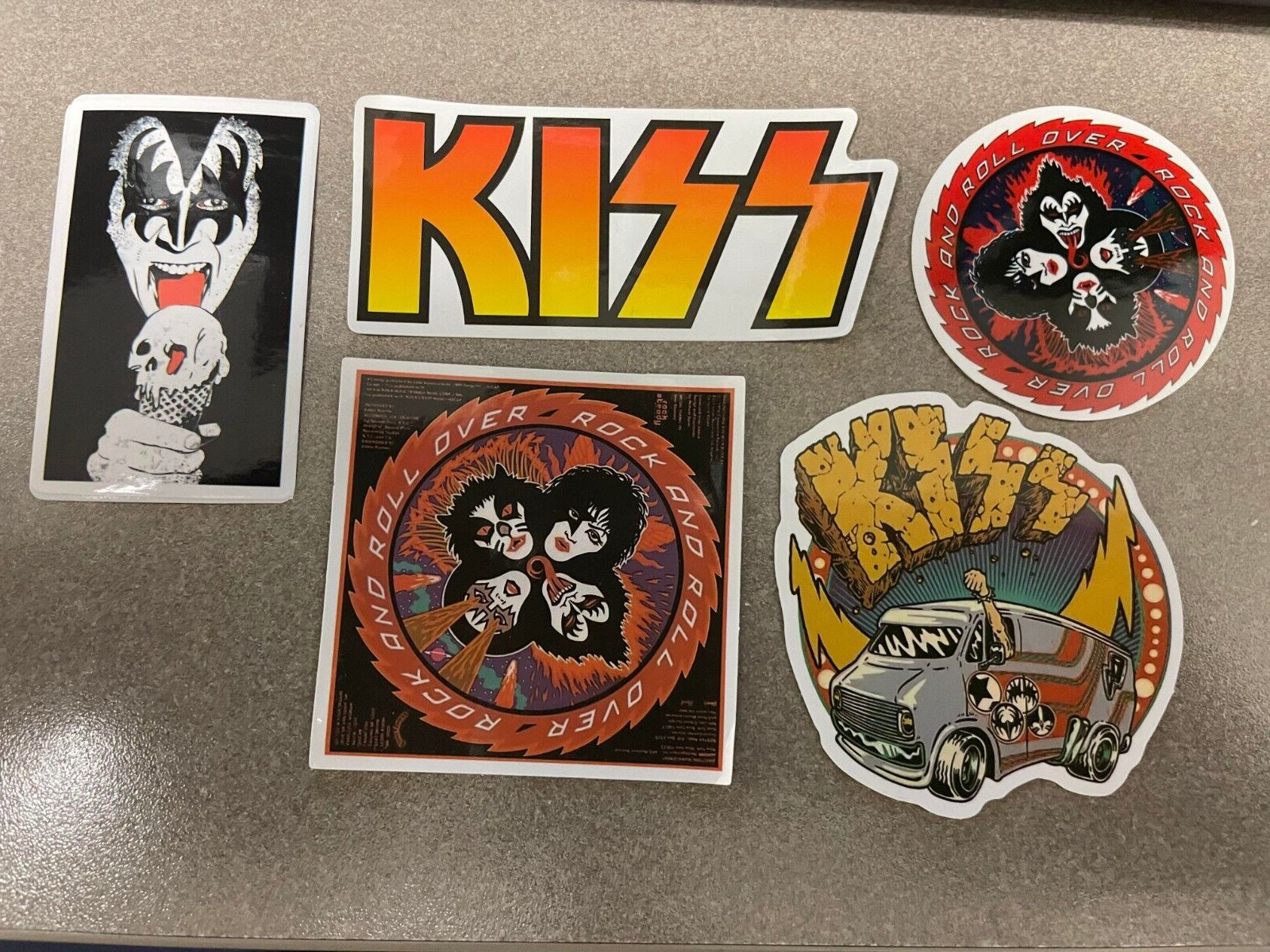 Lot (5) KISS 1 1/2" to 3 1/2" Band Logo STICKERS Fast! FREE SHIP! Demon Catman