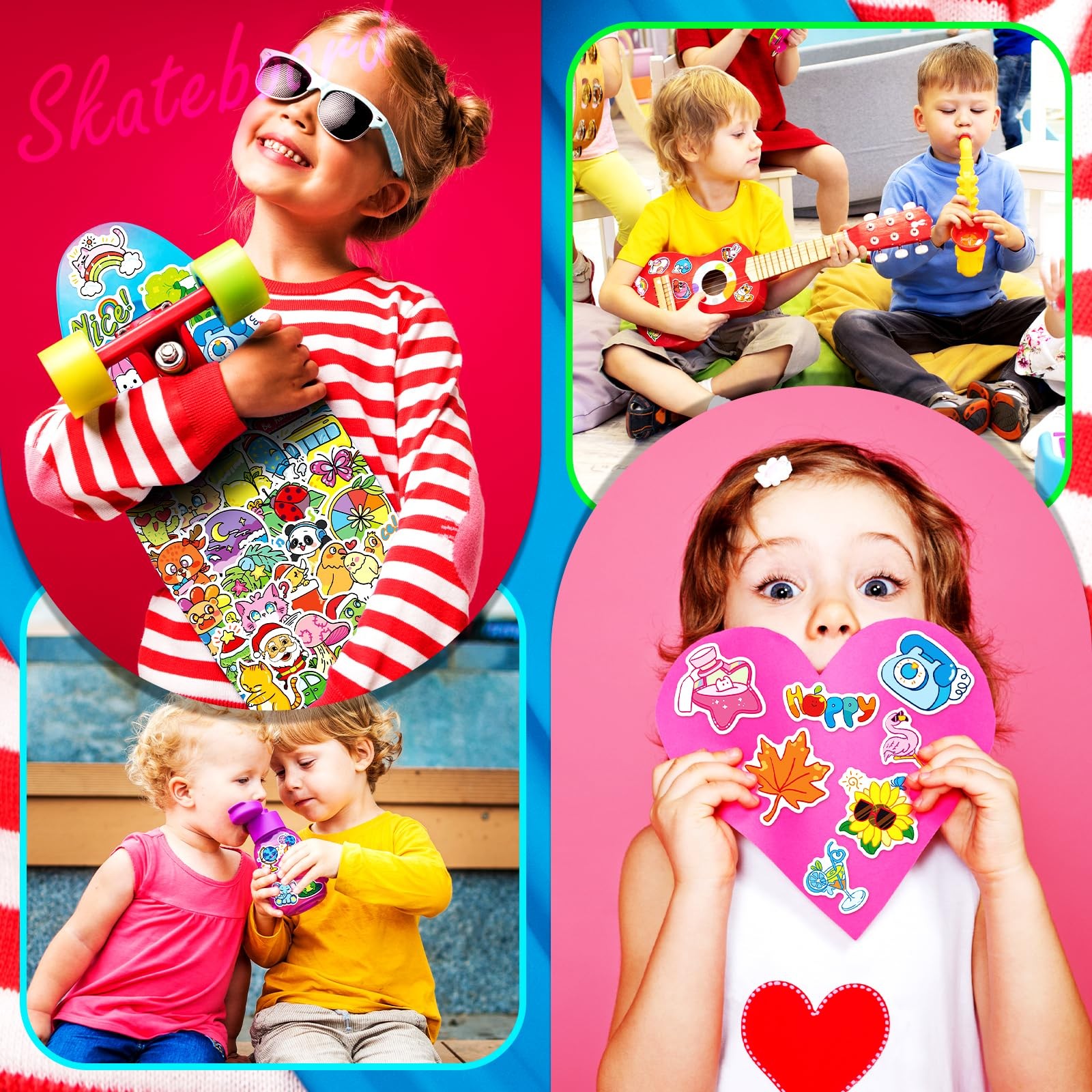 600Pcs Stickers for Kids, Water Bottle Vinyl Waterproof Scrapbook Cute Bulk Pack