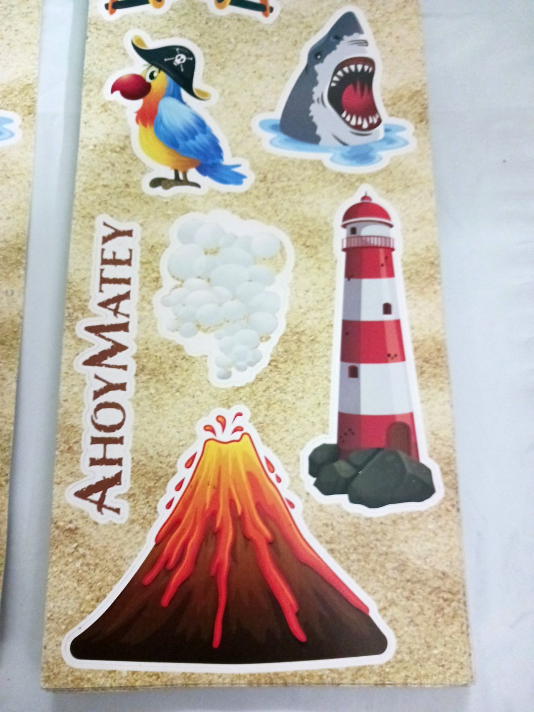 Large Sticker Wall Decals Pirate Island. Treasure chest, lighthouse boat. 5 sets