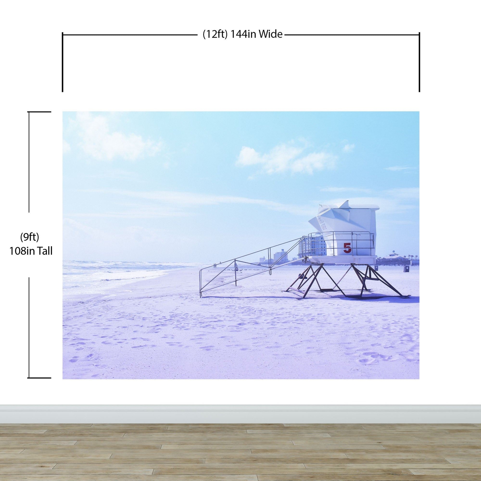 Lifeguard Tower on Pensacola Beach Wall Mural. Pastel Color Theme Peel and Stick