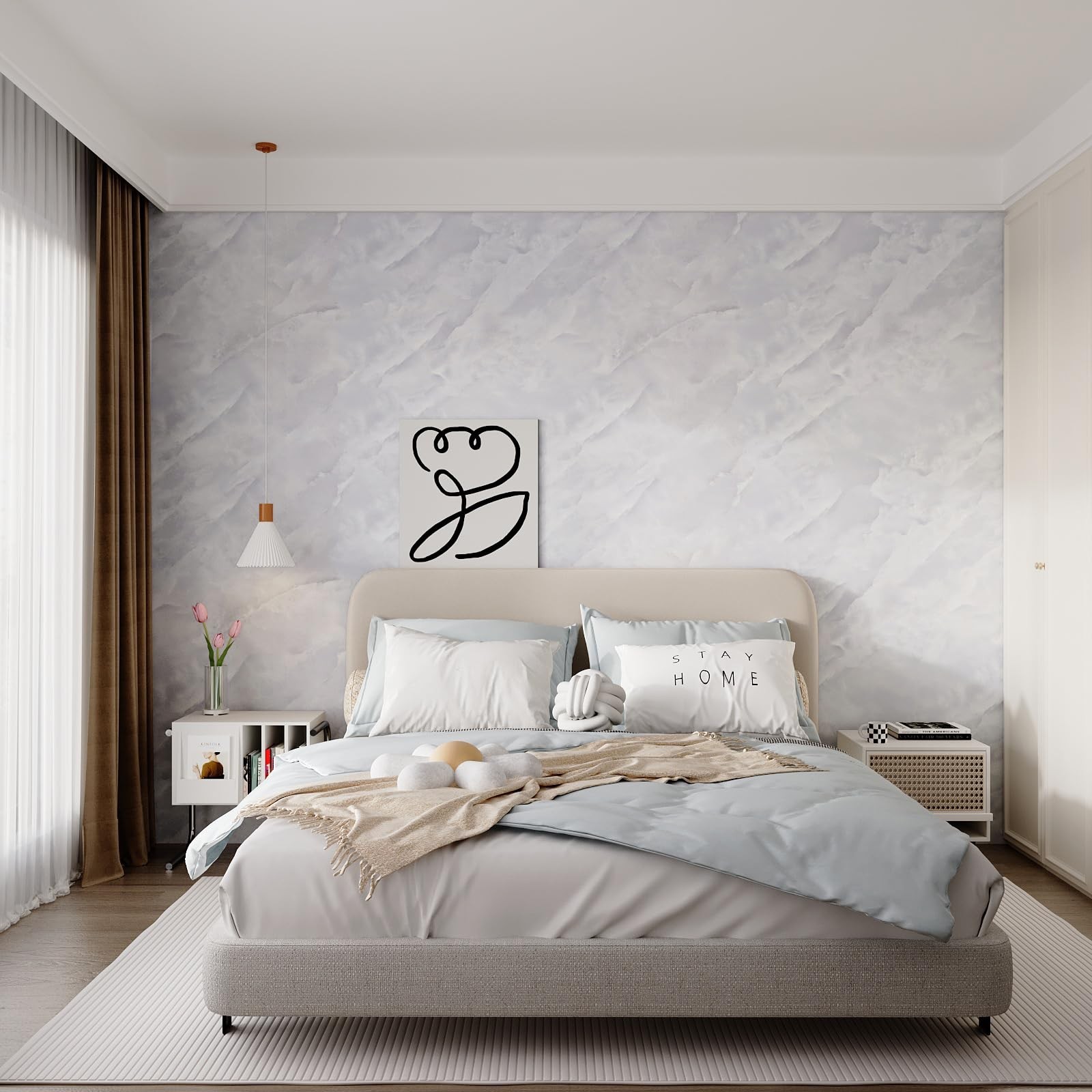 157"x 31" Wide White and Gray Marble Contact Paper for Cabinets Peel and Stic…