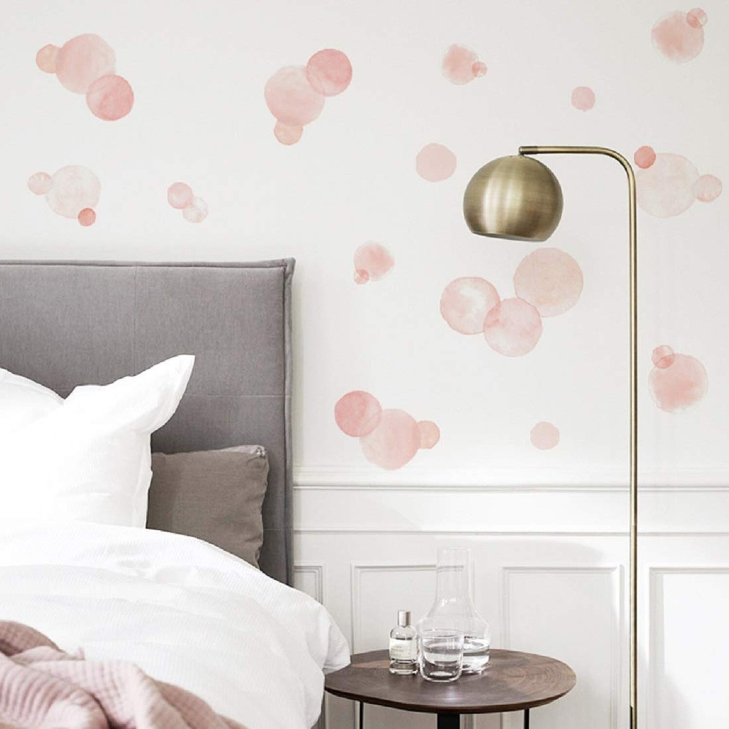 Watercolor Pink Polka Dots Wall Decals Peel and Stick Stickers Art Mural Deco…