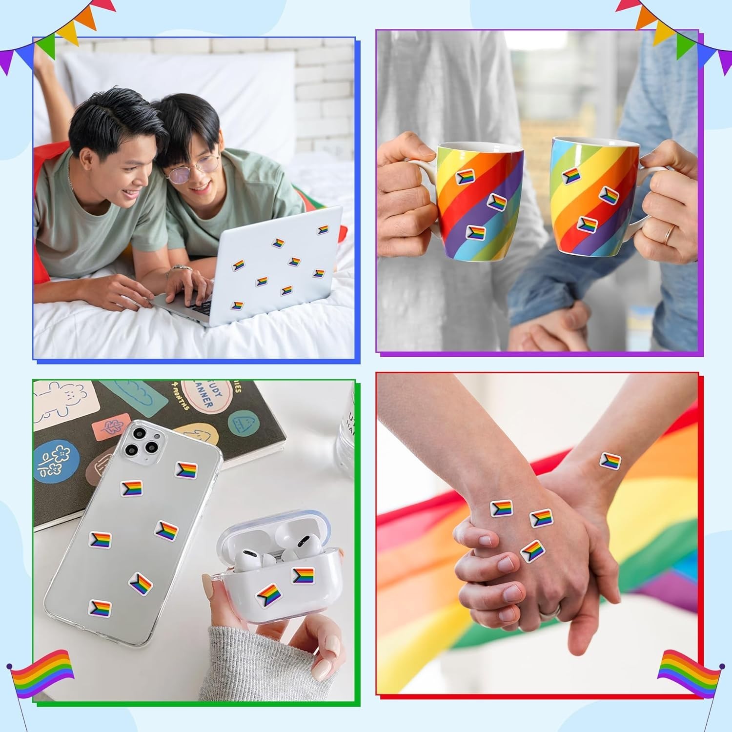 Express Your Pride with 200 Rainbow Flag Stickers – Fade Resistant Design