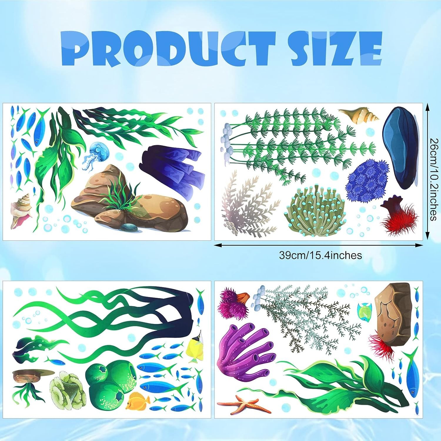 Underwater Sea Creatures Wall Decals 4 Sheets Included