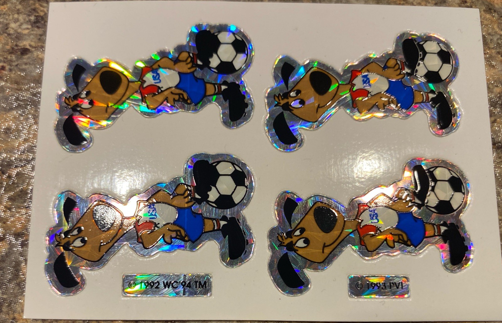 1994 World Cup Soccer USA dog U-Seal-It Vending Prismatic Prism Sticker Decal