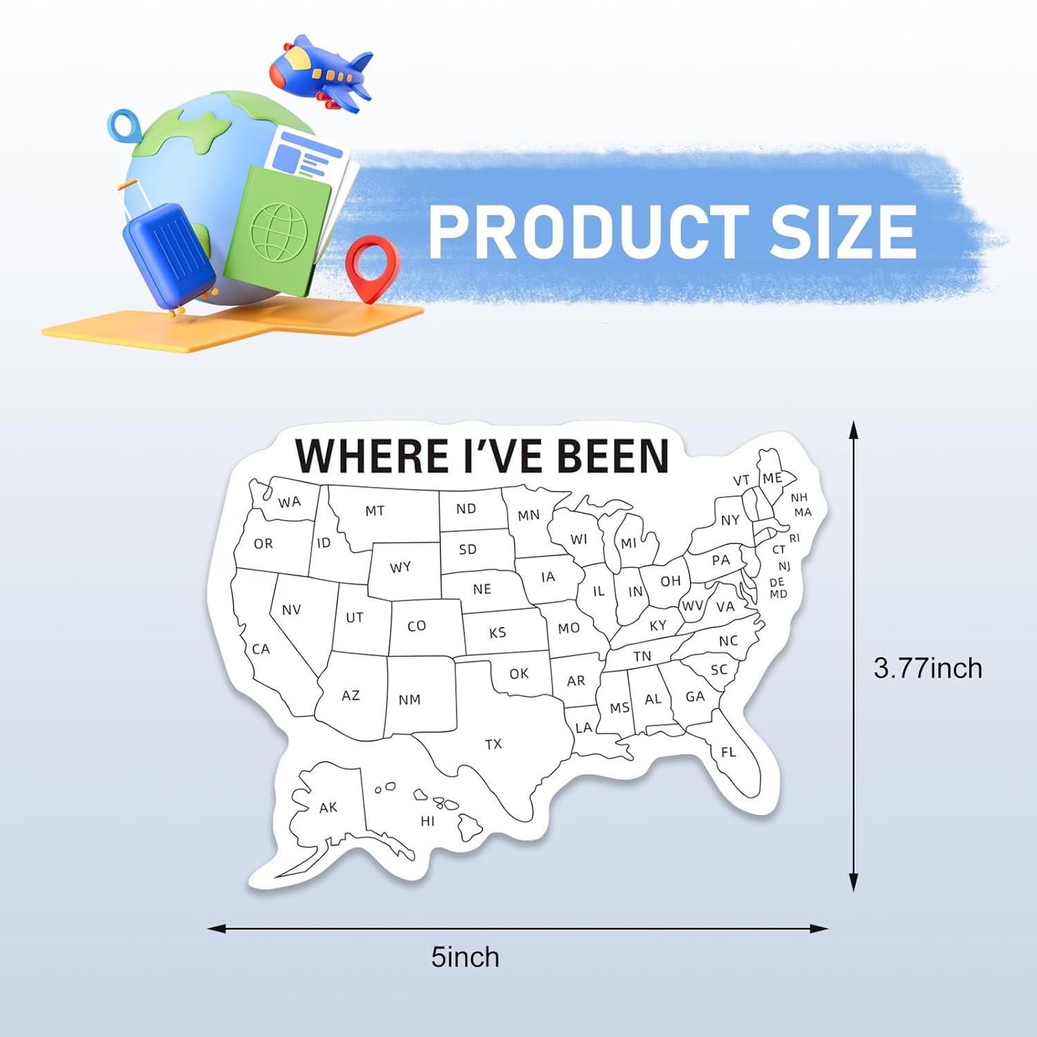 3PCS USA Map Sticker Where I've Been Travel Vinyl Waterproof Decal Set
