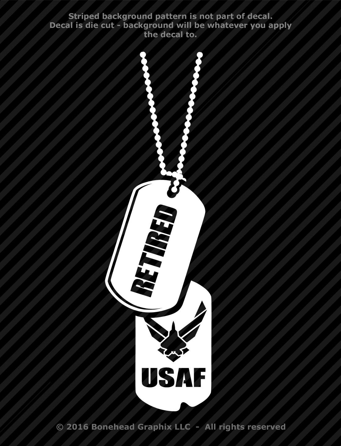 Military Retired AFR Dog Tag inch Vinyl Decal Combat Veteran Window Sticker