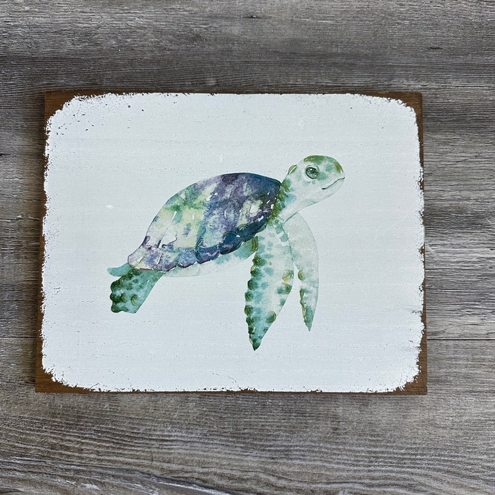 Sea Turtle Wall Art Decor – Green and Blue