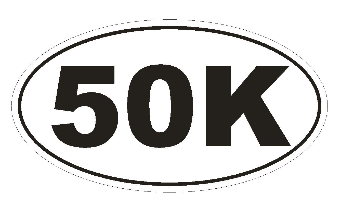 50K Oval Bumper Sticker or Helmet Sticker D142 Euro Oval Marathon Runner Race