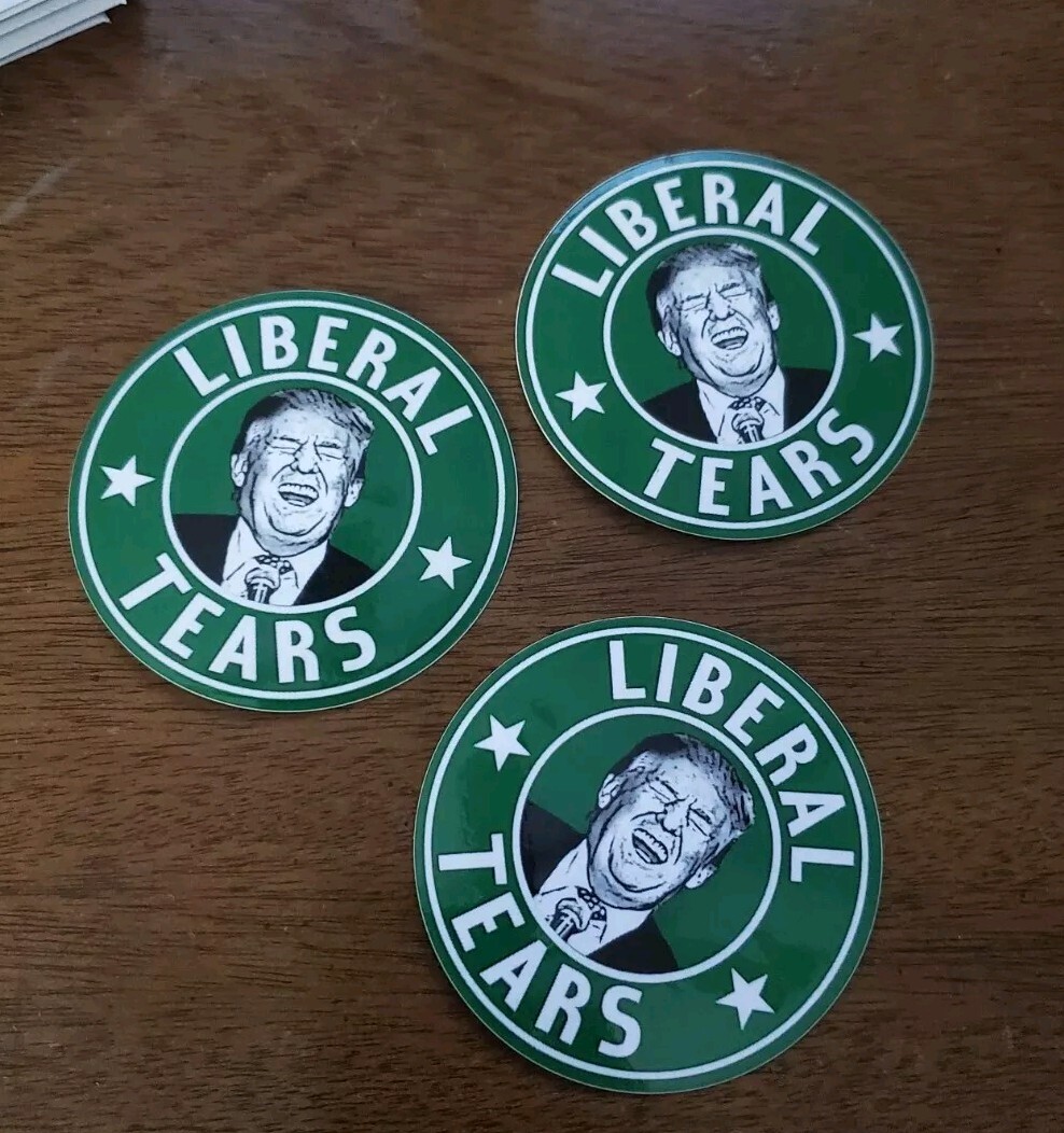 LIBERAL TEARS STICKERS 6 PACK LOT 3 inch Round DECALS Vintage Retro Star Bucks