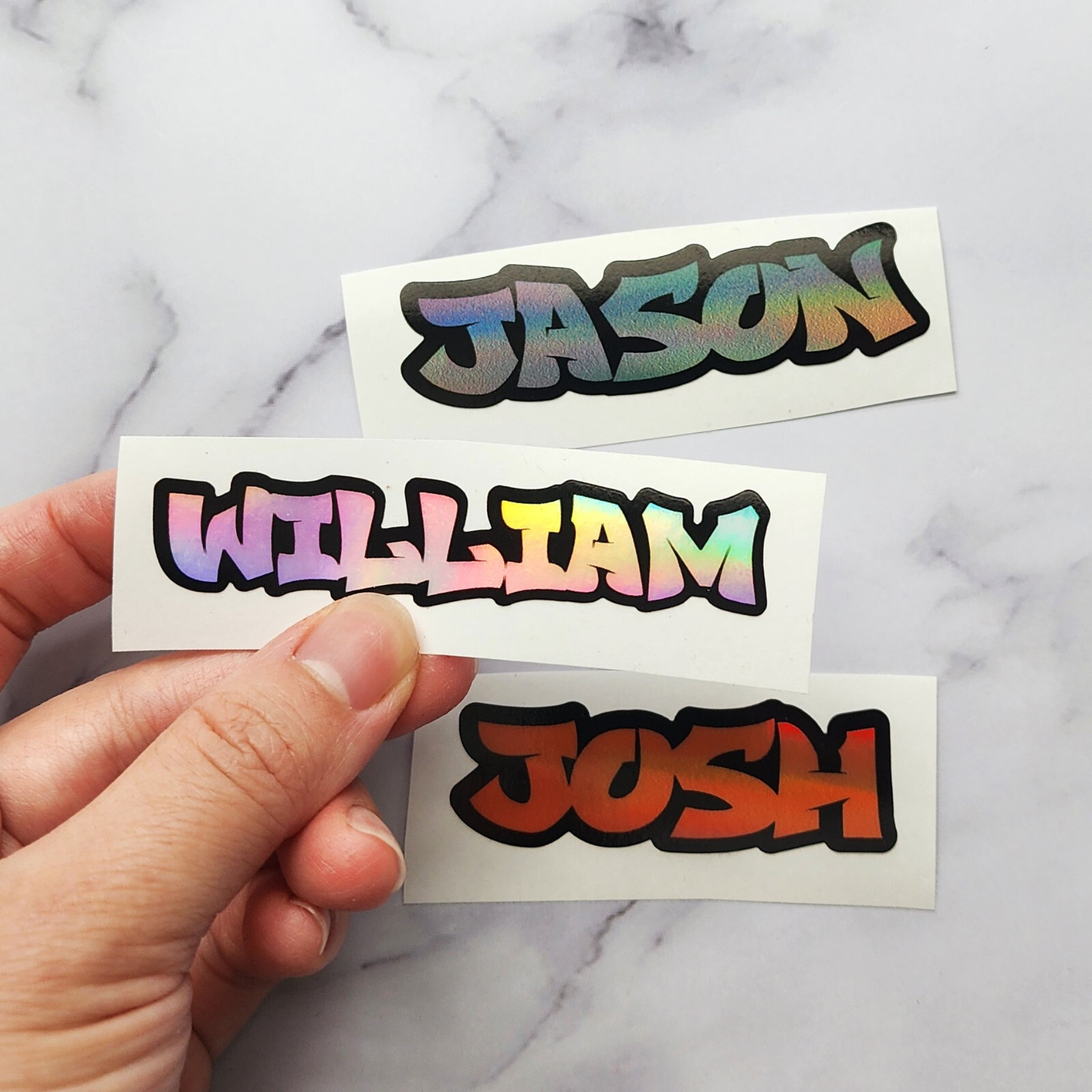 Holographic Graffiti Font Layered Name Sticker Custom Vinyl Lettering Text decal