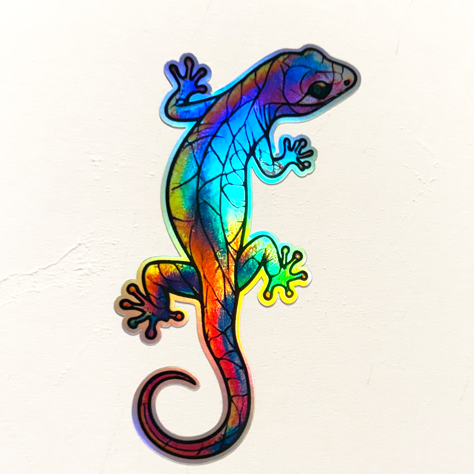 Rainbow Gecko Vinyl Sticker 2-Pack 4.8×2.5 Holographic Lizard Nature Art Decal