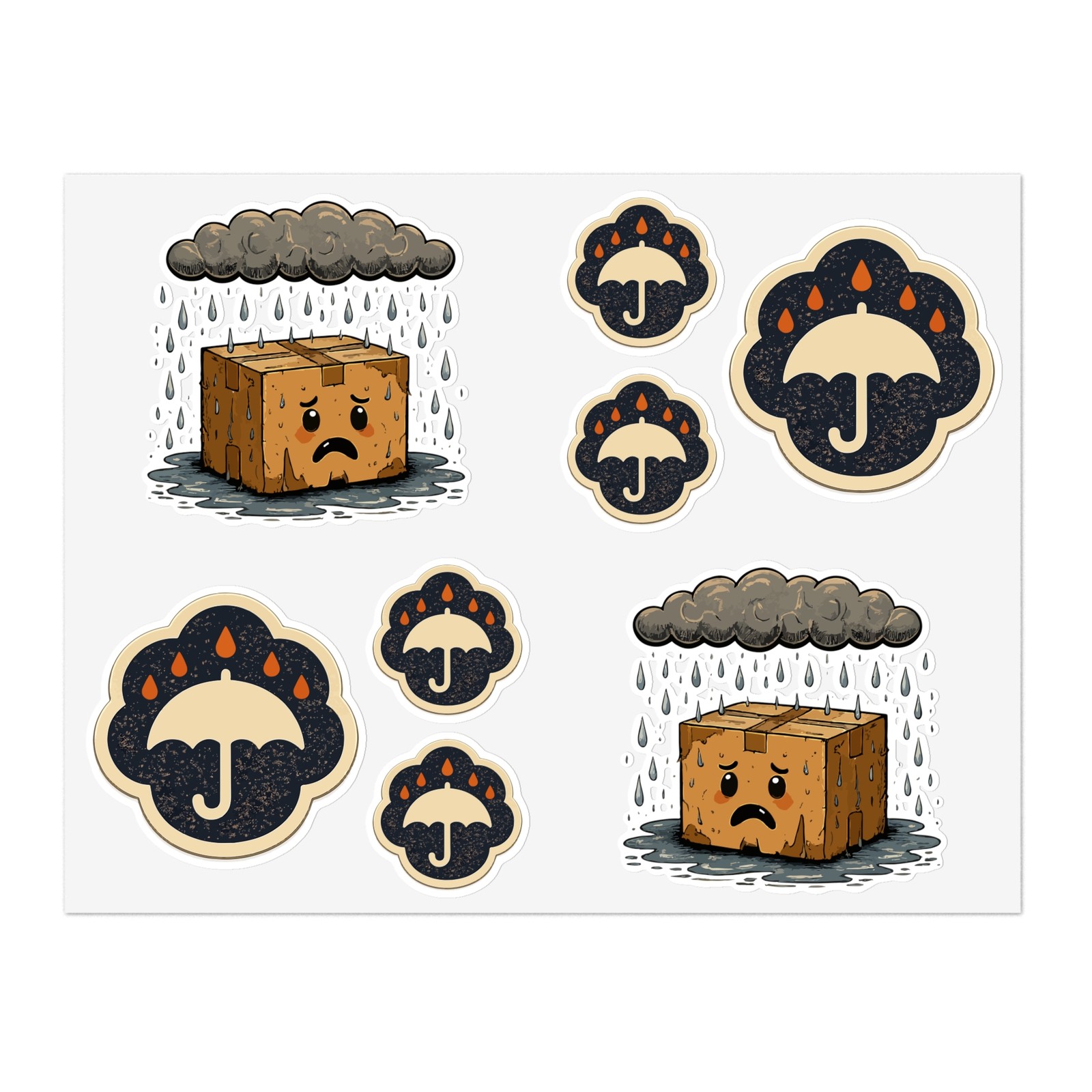 KEEP DRY (Icons) 80 Vinyl Stickers / 10 Sticker Sheets | Groovy Packs