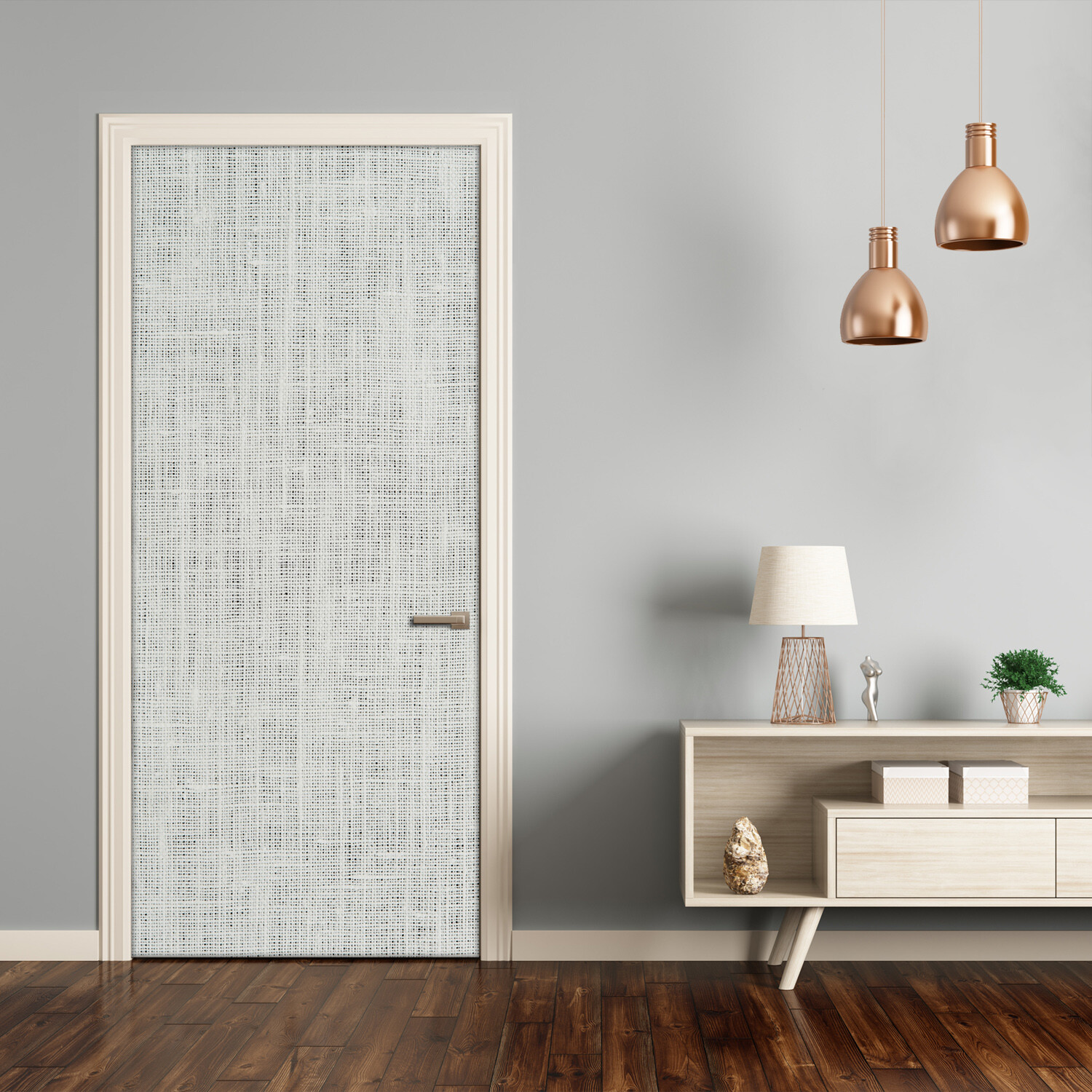 Removable Home Decor Door Wall Sticker Self Adhesive Modern White linen canvas