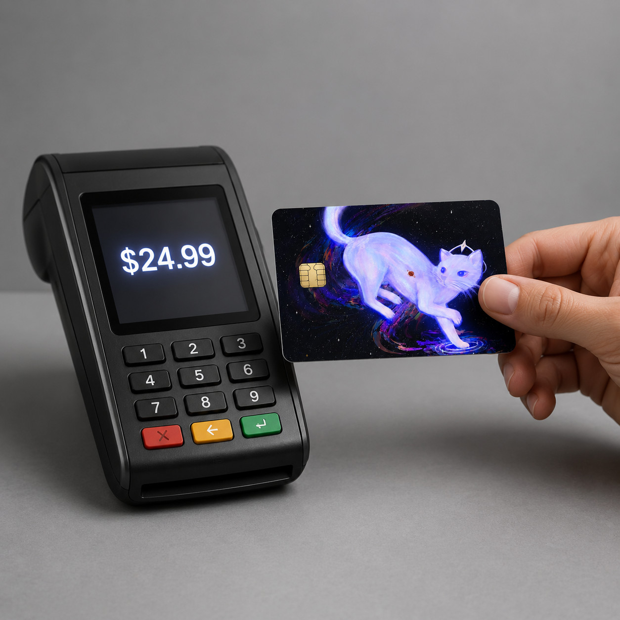 The White Galaxy Cat Debit Card Credit Card Skin