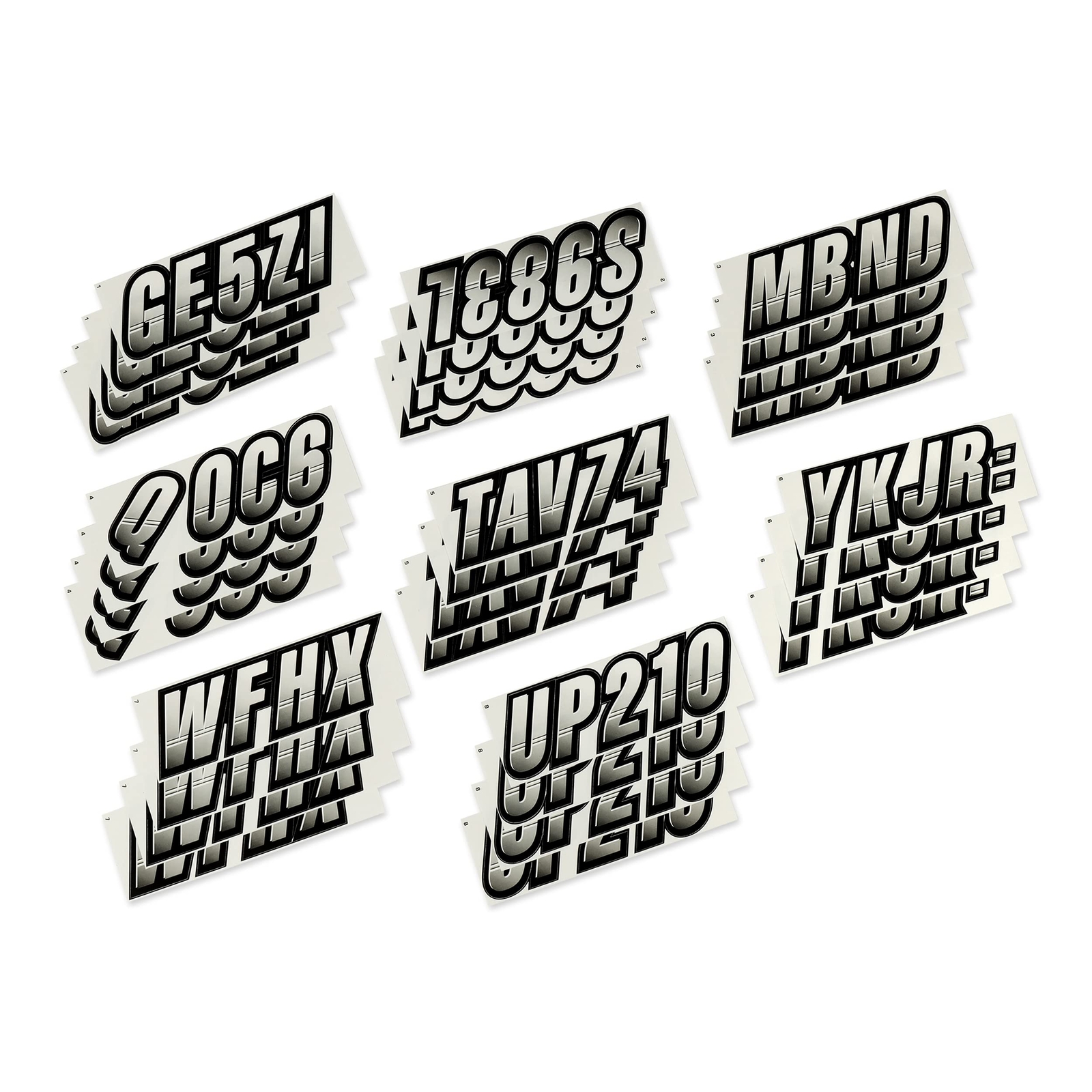 Techtron Transparent/black 3" Dot Decal Kit Registration Numbers Vinyl Lettering