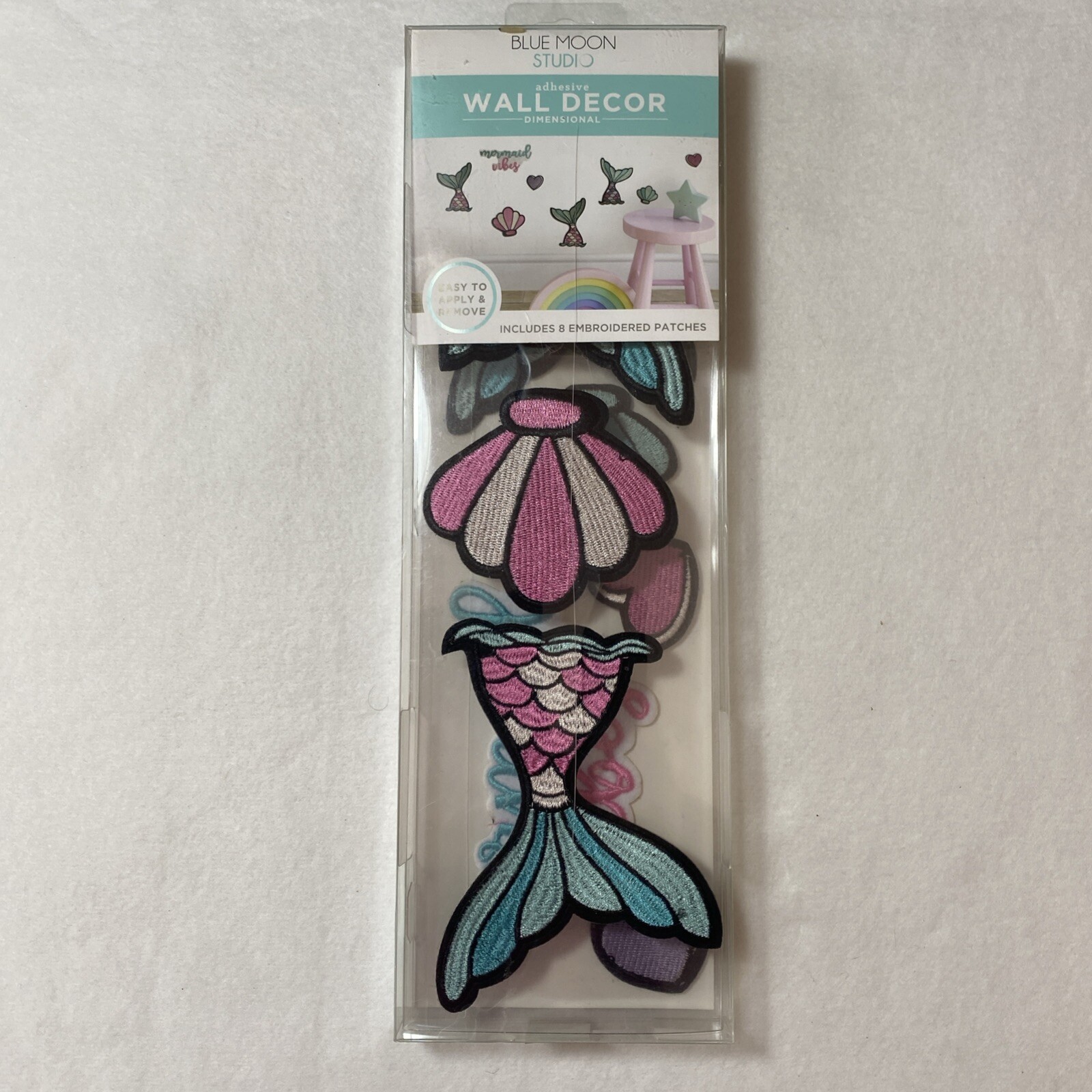Mermaid Vibes Adhesive Wall Art Decor 8 Embroidered Patches Blue Moon Studio