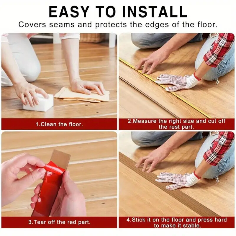 PVC Floor Transition Strip Self-Adhesive Floor Covering Strip Threshold Seam DIY