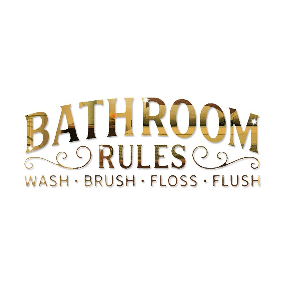 3D Acrylic Mirror Bathroom Wall Sticker, Mirror Wall Decals, Gold