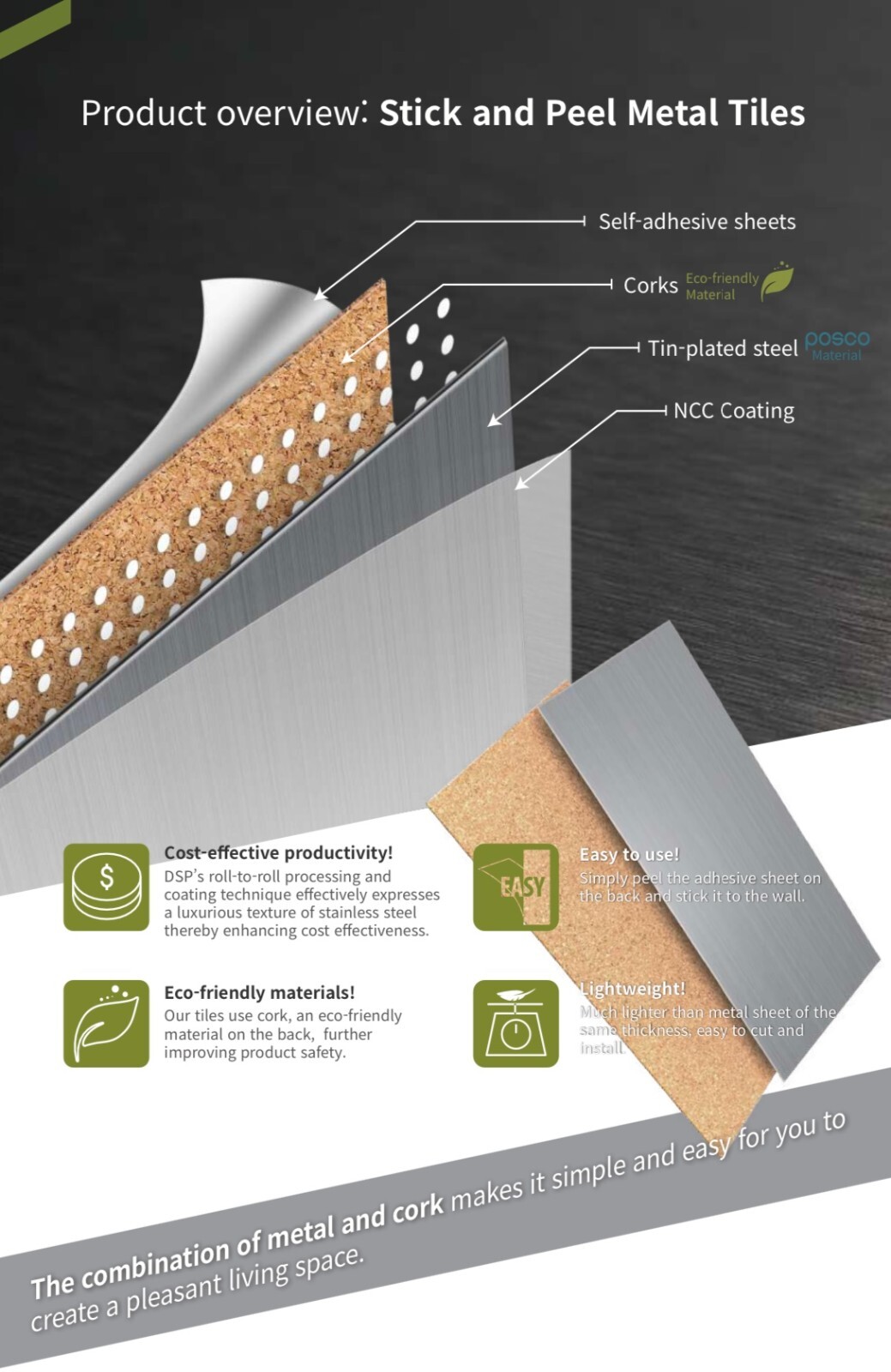 Peel & Stick Metal Tile kitchen backsplash 3.93"x7.87"(100MM x 200MM)