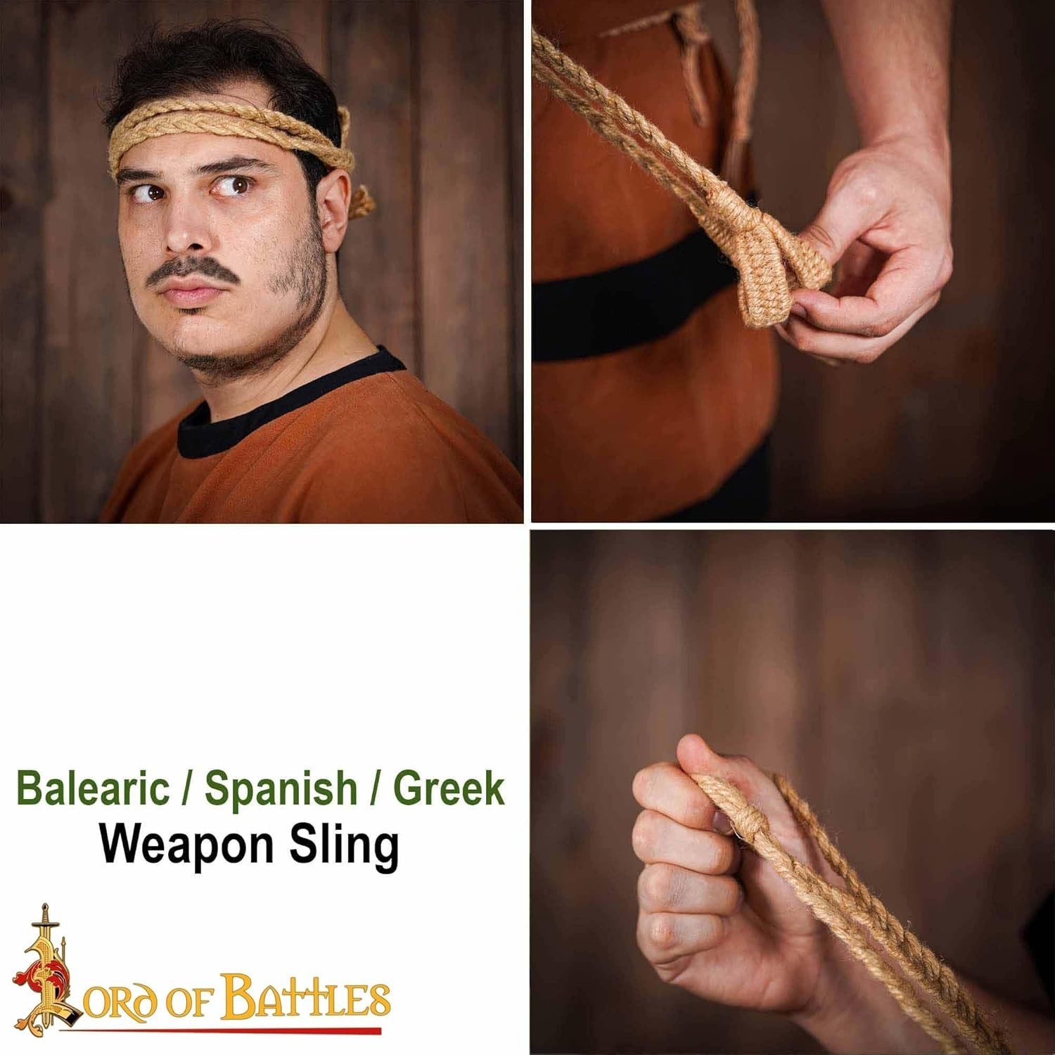 Balearic Sling/Rock Sling/David Sling Handcrafted Braided Cords Throwing Slin…