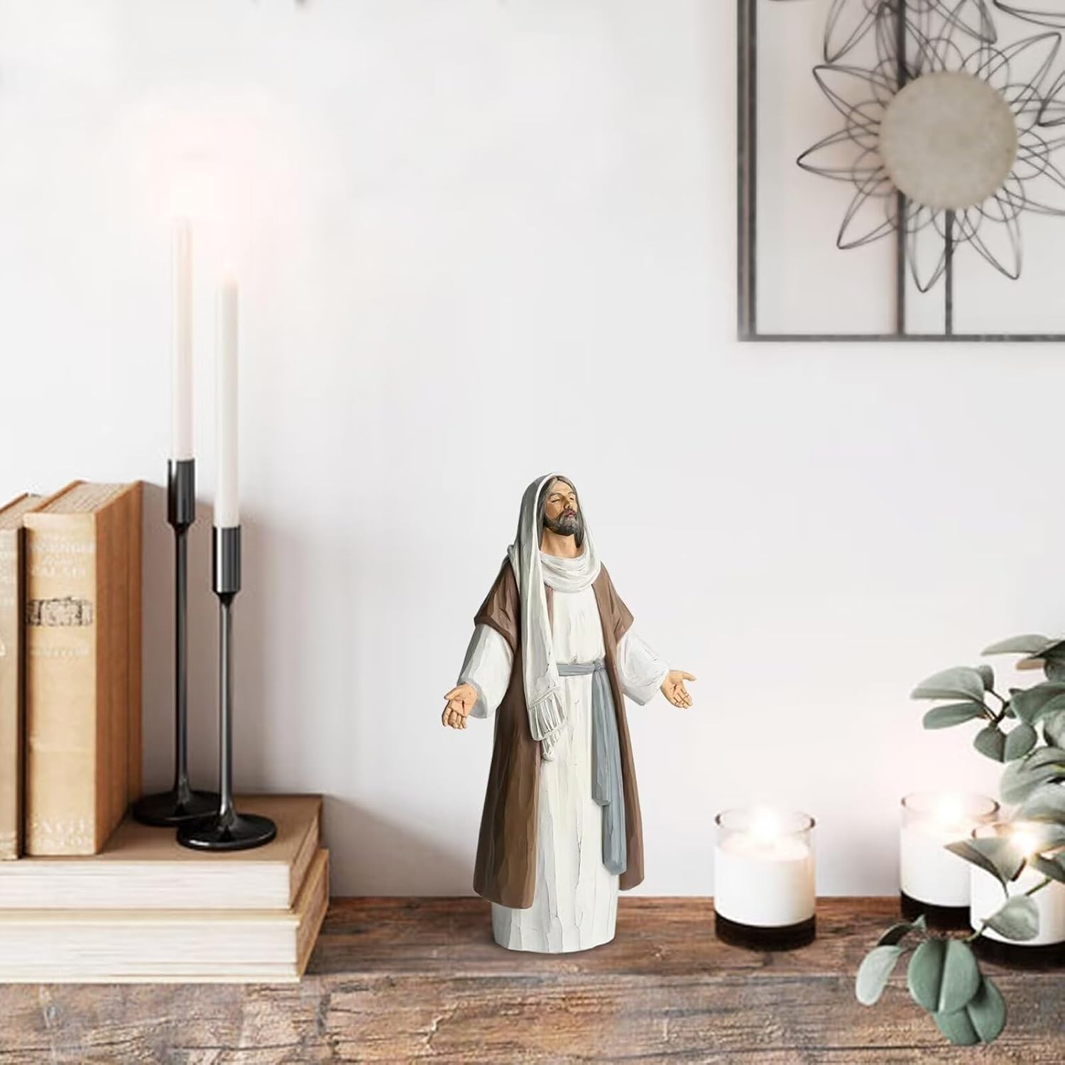Jesus Christ Statue with Open Arms, Hand Painted Saint Statue Religious Modern H