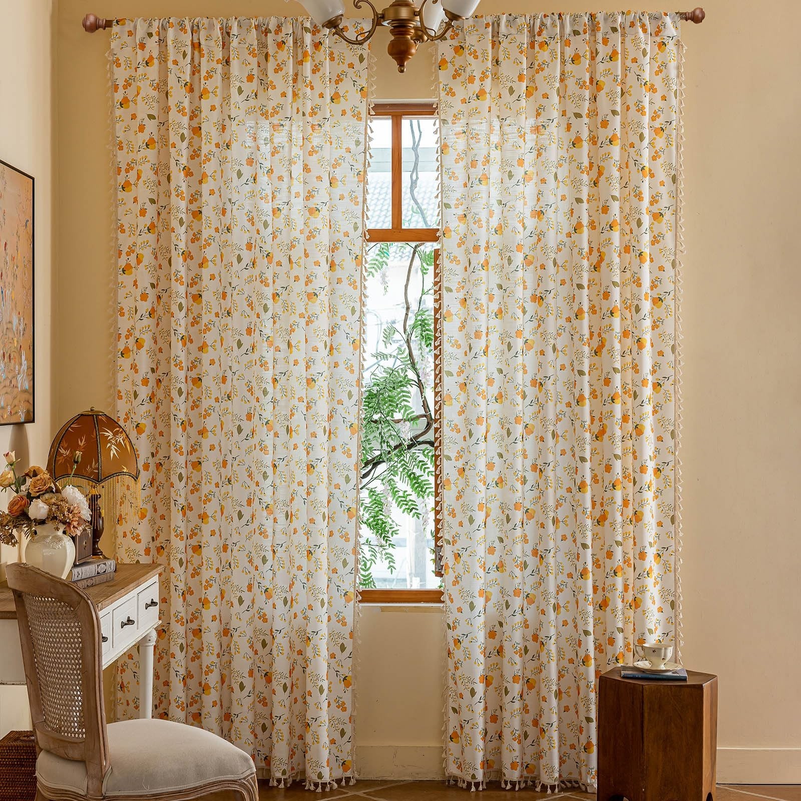 OYX Floral Curtains for Living Room Patterned Farmhouse Curtains 2 Panels,Boh…