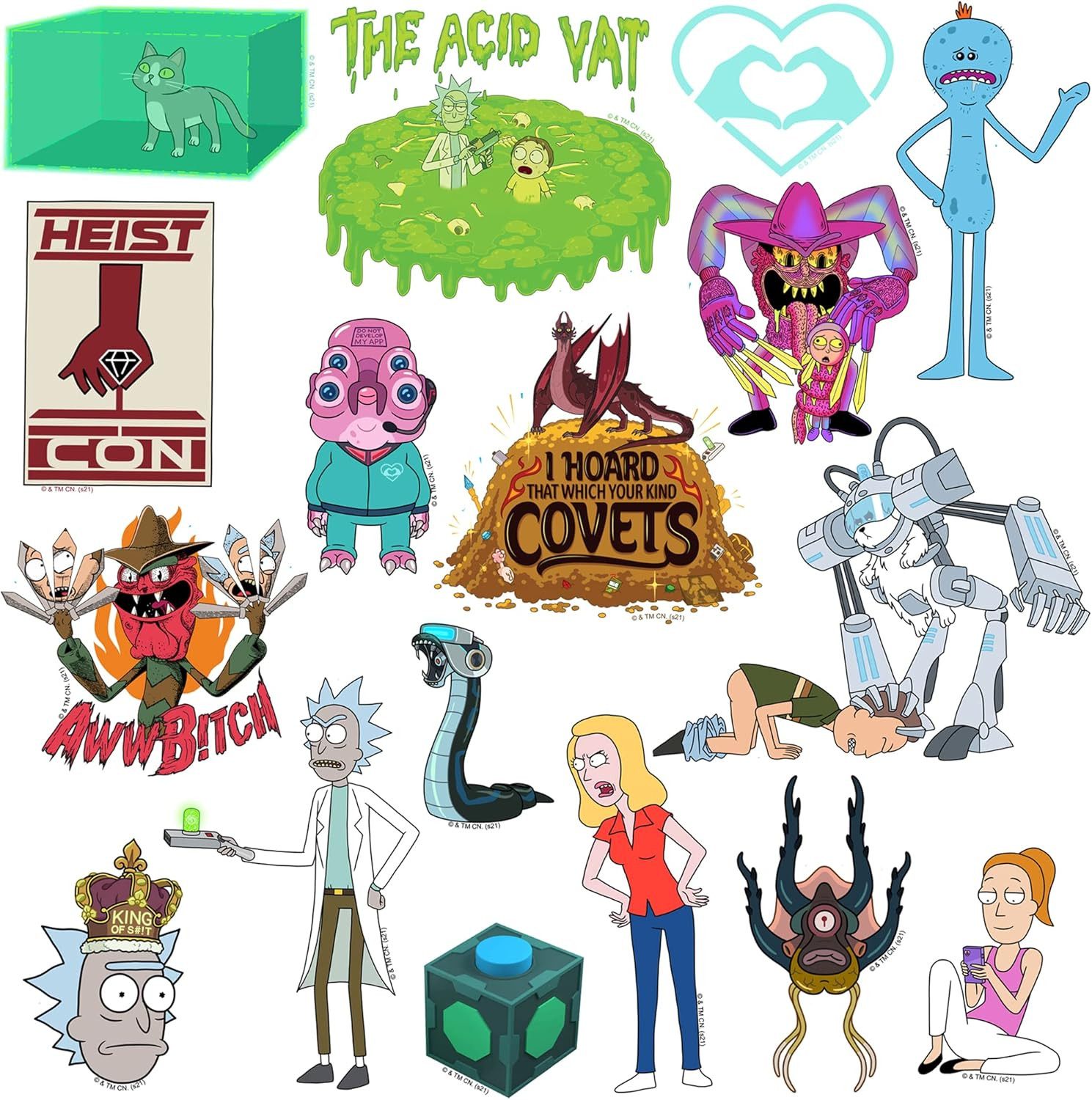 Rick and Morty Sticker Pack Die Cut Vinyl Large Deluxe Stickers Variety Pack – L