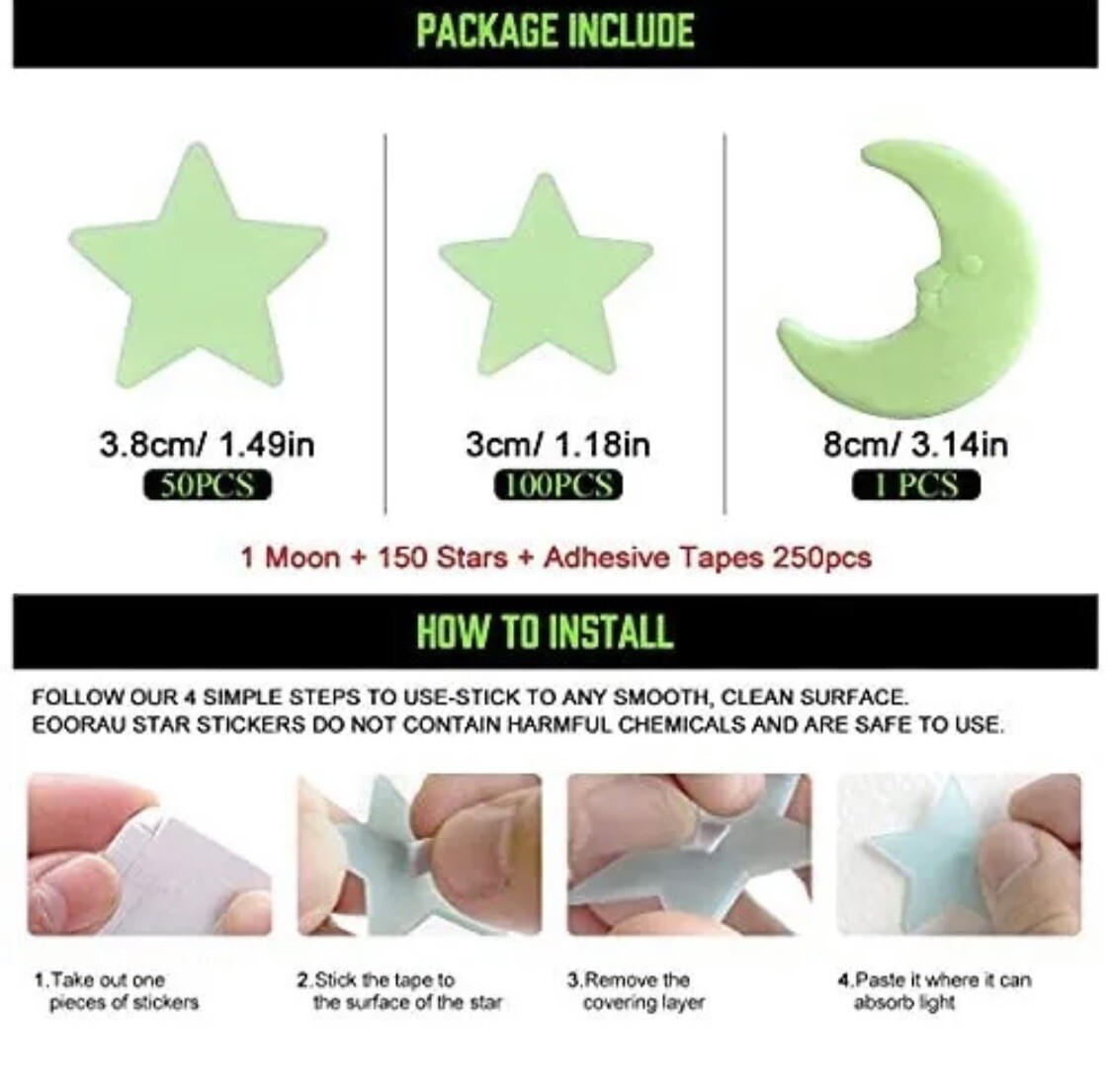 300pcs Colorful Plastic Stars For Celling Decalsglow In The Dark Stars Sticker R