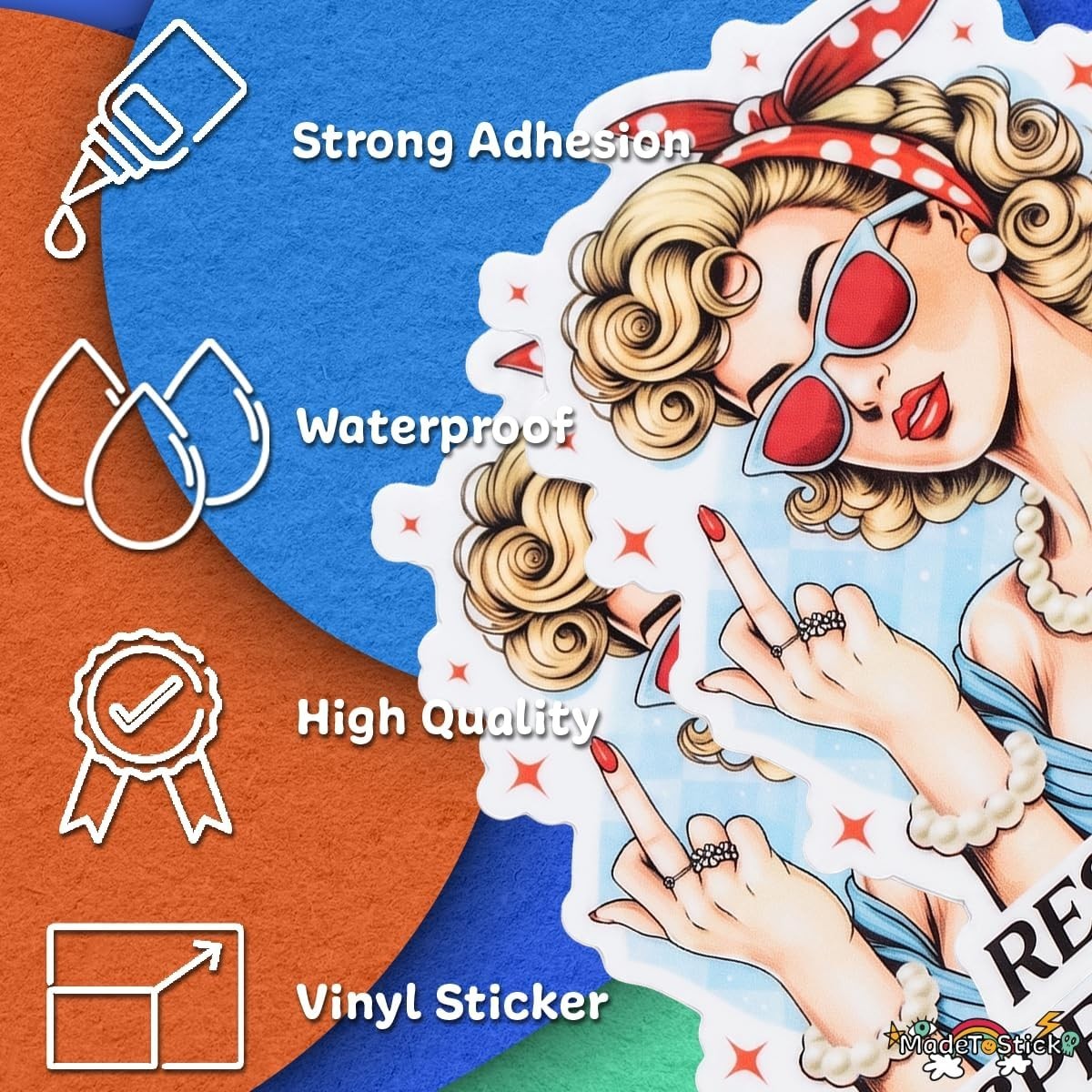 Funny Respectfully Retro Pin-Up 2-Pack Sticker Decal 4"x3.2"