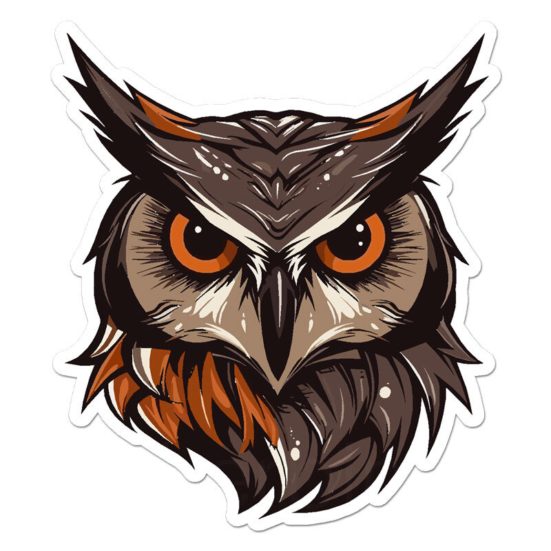 Owl Head, Vinyl Decal Sticker, Indoor Outdoor, 3 Sizes, #11264