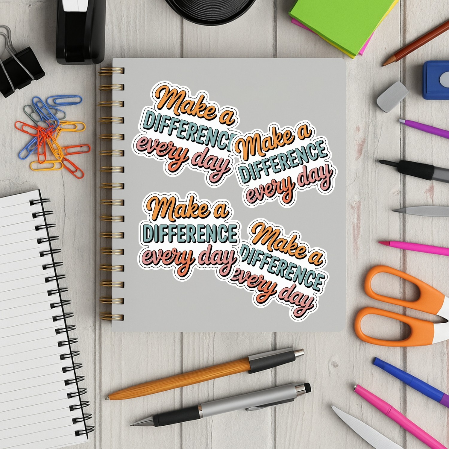 4PCS “Make a Difference Every Day” Stickers, Inspirational Positive Message Gift