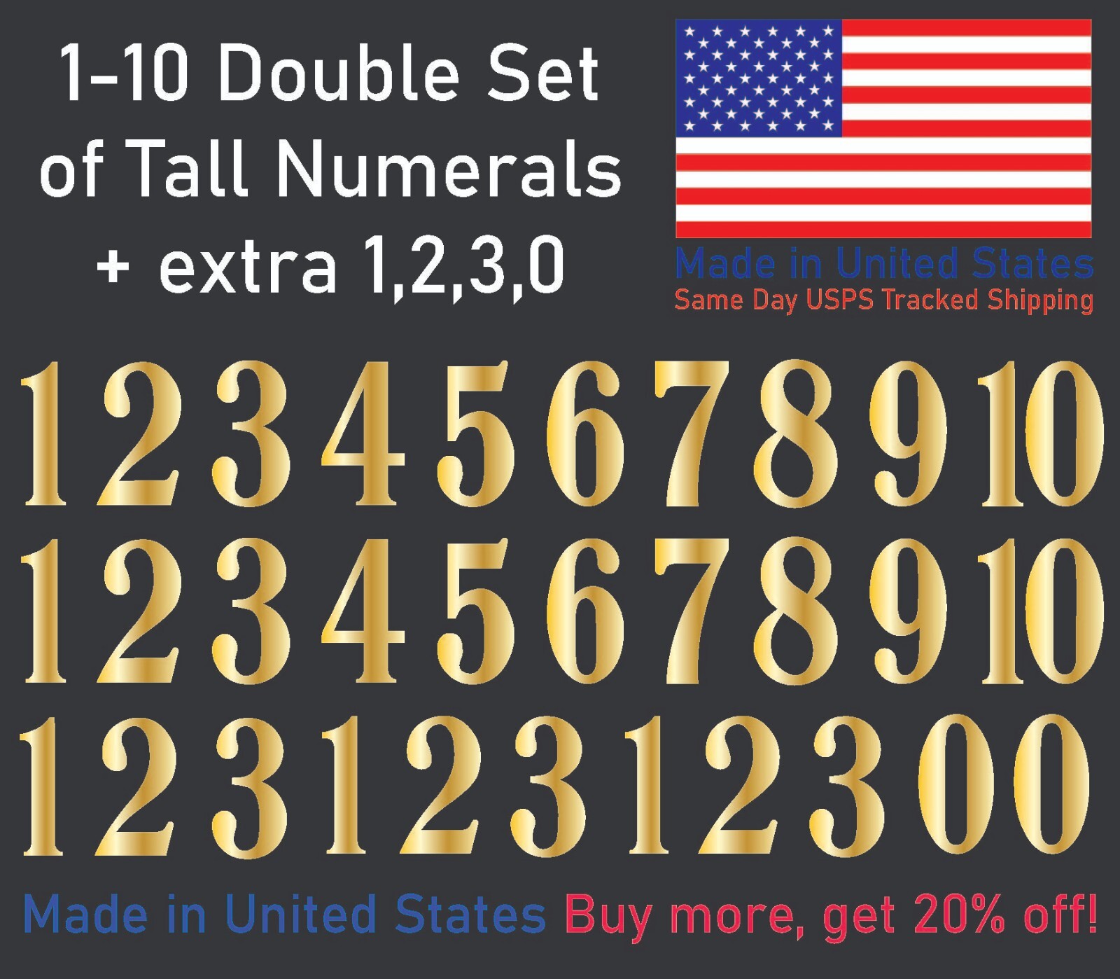 1-10 School Book Outdoor Vinyl Decal Numbers for Mailbox, Door, Address, Locker