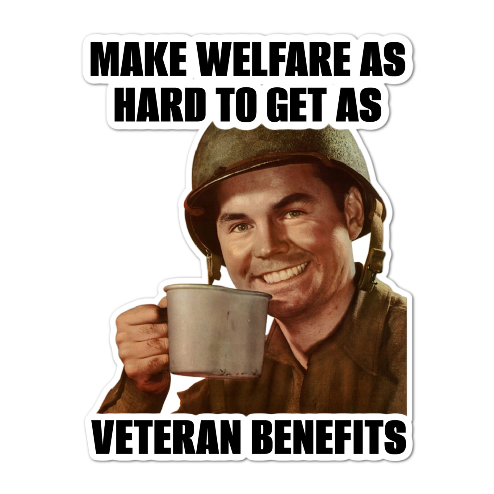 3.25" Welfare Veteran Benefits army service military Laminated Laptop Sticker