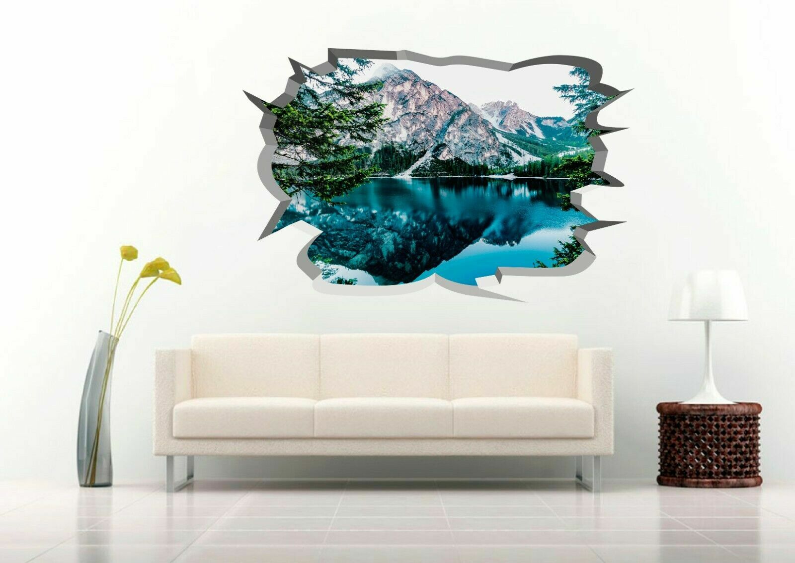 Rocky Mountain Park 3D Crack Hole Wall Decal Vinyl Sticker Mural Art Decor