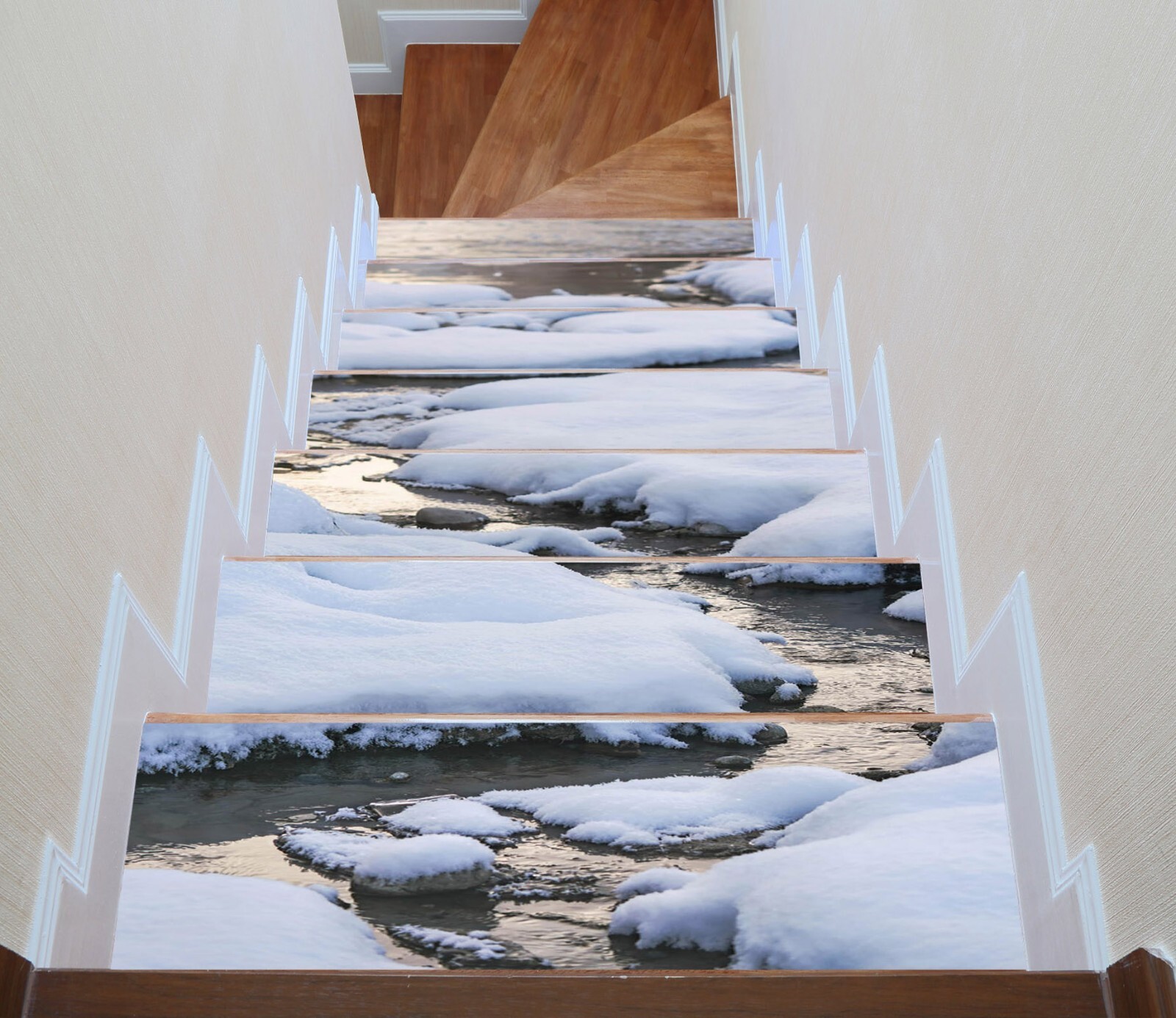 3D White Snow U976 Stair Risers Decoration Photo Mural Decal Wallpaper Romy