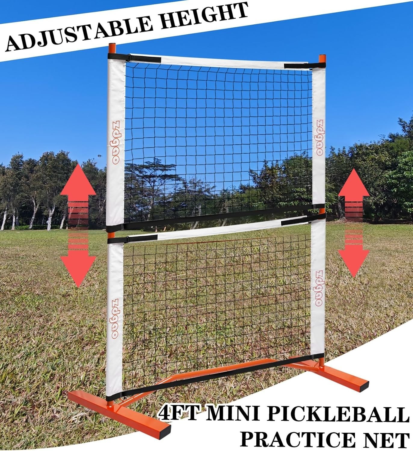 Small Pickleball Net Set- 10FT Mini Pickleball Net, 4FT Adjustable Height Dink T
