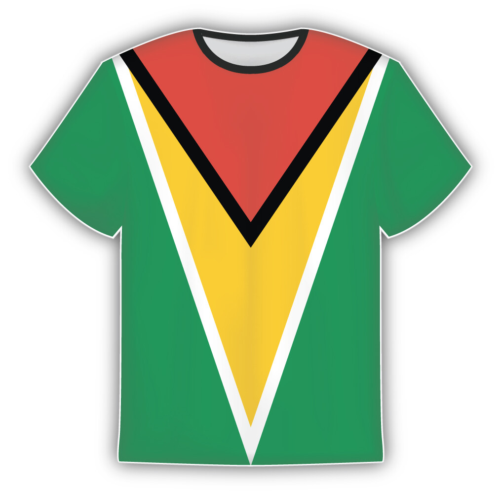 Guyana Flag Sticker In The Form Of T Shirt Vinyl Sticker Decal